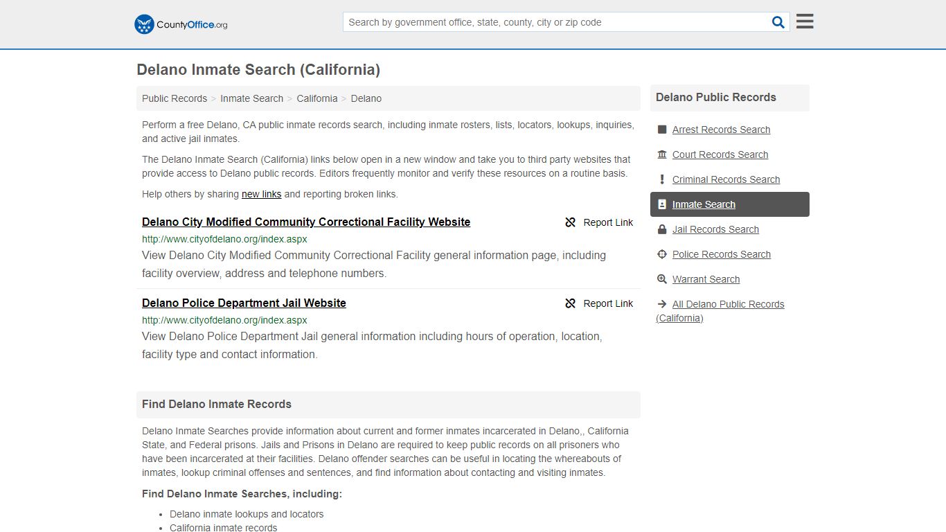Inmate Search - Delano, CA (Inmate Rosters & Locators) - County Office