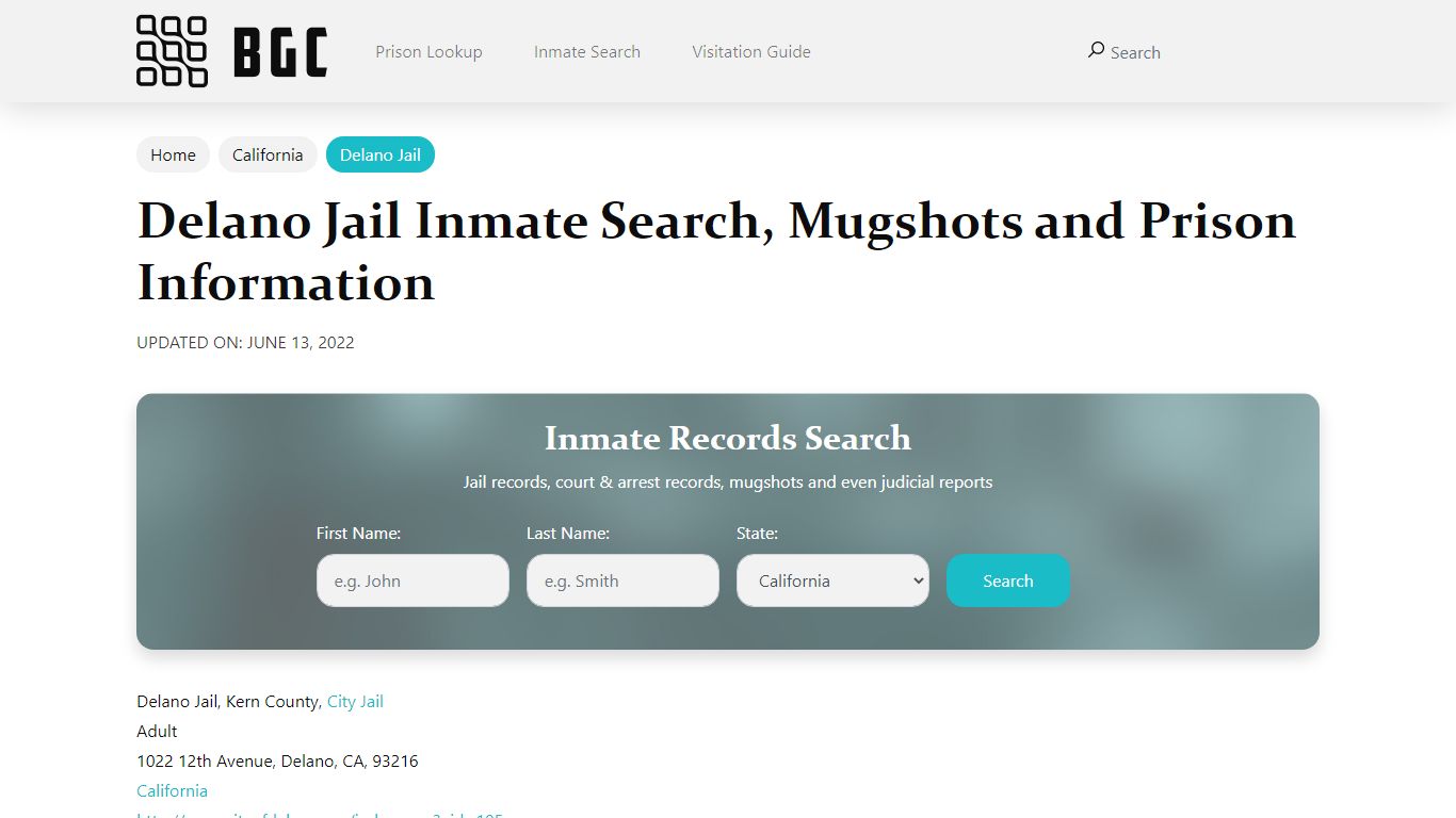Delano Jail Inmate Search, Mugshots and Prison Information