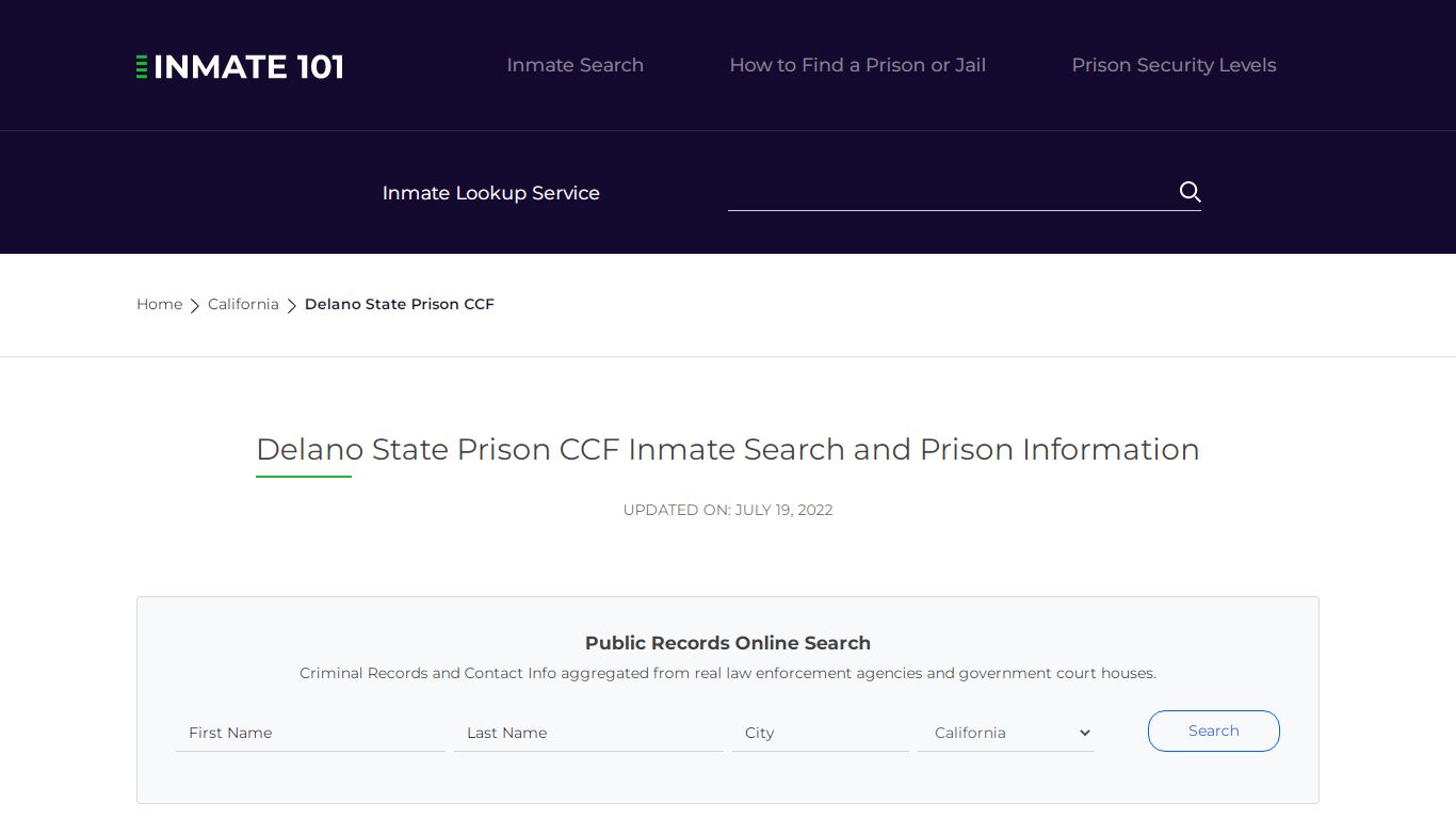 Delano State Prison CCF Inmate Search and Prison Information